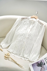 Áo Nissa phối ren tay dài bo chun