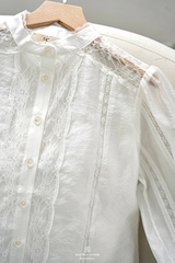 Áo Nissa phối ren tay dài bo chun