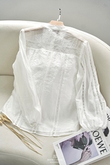 Áo Nissa phối ren tay dài bo chun