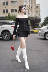 Áo Avantika ren trễ vai phối nút