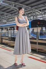 Đầm Peony tà xếp ly phối belt