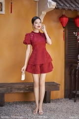 Set Thục áo peplum cổ bính+quần váy