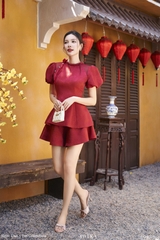 Set Thục áo peplum cổ bính+quần váy