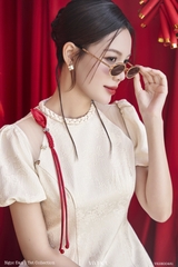 Set Thục áo peplum cổ bính+quần váy