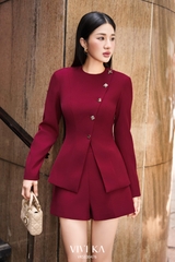 Set Amber áo tay dài phối nút chéo + quần short