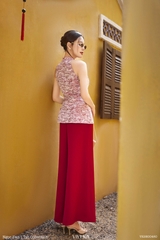 Set Diên áo yếm phối nơ+quần dài