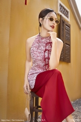 Set Diên áo yếm phối nơ+quần dài