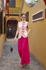 Set Diên áo yếm phối nơ+quần dài