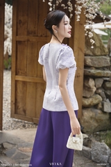 Set Sa áo tay phồng phối nút nơ+quần dài