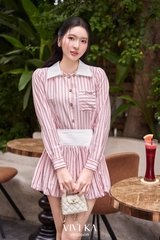 Set Ella áo sơ mi phối kẻ sọc+chân váy dáng bí