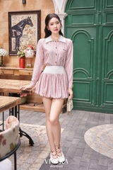 Set Ella áo sơ mi phối kẻ sọc+chân váy dáng bí