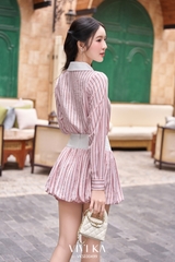 Set Ella áo sơ mi phối kẻ sọc+chân váy dáng bí