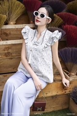 Set Nguyệt áo cổ tàu tay bèo nhúng+quần dài