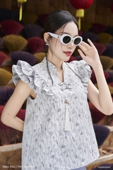 Set Nguyệt áo cổ tàu tay bèo nhúng+quần dài