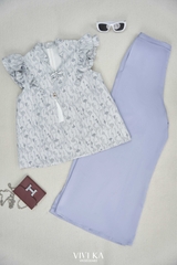 Set Nguyệt áo cổ tàu tay bèo nhúng+quần dài