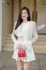 Áo sơ mi cổ bèo tay dài bo chun