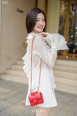 Áo sơ mi cổ bèo tay dài bo chun