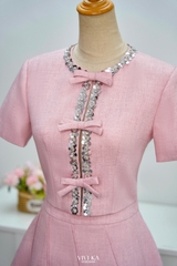 Set Jessica áo kết cườm phối nơ+chân váy