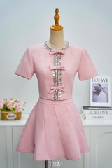 Set Jessica áo kết cườm phối nơ+chân váy