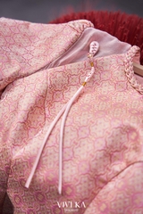 Set Hồng Cẩm thục áo gấm Tống + short gấm Tống hồng