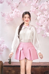 Chân váy xếp ly xẻ đắp