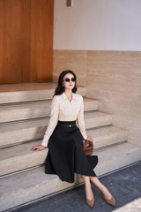 Áo Sunny sơ mi phối hoa