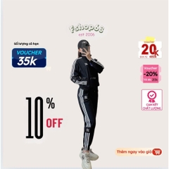 Set thể thao nữ Adidas chất gió co giãn, áo 2 lớp lót lưới, túi quần áo có khoá, set thu đông vnxk BGWM2