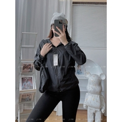 Áo khoác gió nữ 2 lớp GU Adwm9 gió 2 Lớp lót vải cotton thể thao,  Chất Gió Chống Thấm Hàng Đẹp cao cấp, túi có khóa