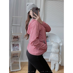 Áo khoác gió nữ 2 lớp GU Adwm9 gió 2 Lớp lót vải cotton thể thao,  Chất Gió Chống Thấm Hàng Đẹp cao cấp, túi có khóa