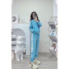 Bộ thể thao nữ Adidas chất gió cao cấp mềm mịn CÓ MŨ 3 sọc khỏe khoắn, áo lót lưới, túi áo quần có khóa,  BGWM11