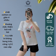Bộ quần áo nữ short mùa hè BSWM2  chất 100% cotton co giãn 4 chiều hình in cao cấp, cam kết không bong, set hè vnxk