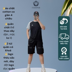 Bộ quần áo nam mùa hè Le coq Bsm1 áo thun nam cotton 100%, quần nam chất thể thao dày dặn không lộ có khoá túi quần vnxk