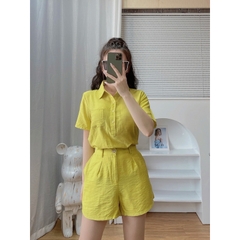 Bộ đũi sơ mi sóc hè Mialuci, ,có thể tách áo mặc đi làm giá quá hời ạ, chất đũi mát, ít nhăn HÀNG CHÍNH HÃNG DW2