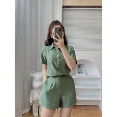 Bộ đũi sơ mi sóc hè Mialuci, ,có thể tách áo mặc đi làm giá quá hời ạ, chất đũi mát, ít nhăn HÀNG CHÍNH HÃNG DW2
