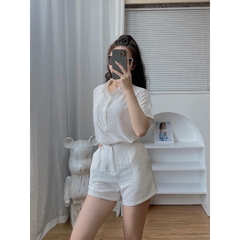 Bộ đũi sơ mi sóc hè Mialuci, ,có thể tách áo mặc đi làm giá quá hời ạ, chất đũi mát, ít nhăn HÀNG CHÍNH HÃNG DW2