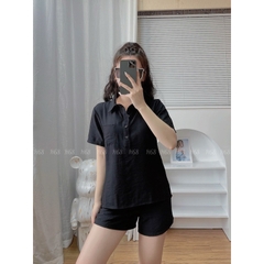 Bộ đũi sơ mi sóc hè Mialuci, ,có thể tách áo mặc đi làm giá quá hời ạ, chất đũi mát, ít nhăn HÀNG CHÍNH HÃNG DW2