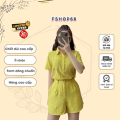 Bộ đũi sơ mi sóc hè Mialuci, ,có thể tách áo mặc đi làm giá quá hời ạ, chất đũi mát, ít nhăn HÀNG CHÍNH HÃNG DW2