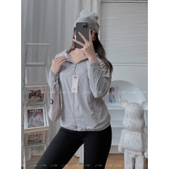 Áo khoác gió nữ 2 lớp GU Adwm9 gió 2 Lớp lót vải cotton thể thao,  Chất Gió Chống Thấm Hàng Đẹp cao cấp, túi có khóa