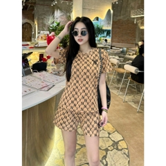 Set đồ bộ cotton nữ cao cấp MLB họa tiết monogram siêu hot, form đẹp, dáng chuẩn 40-63kg, 100% cotton  4 chiều , bswm1