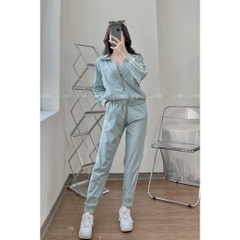 Set thể thao nữ Adidas chất gió co giãn, áo 2 lớp lót lưới, túi quần áo có khoá, set thu đông vnxk BGWM2