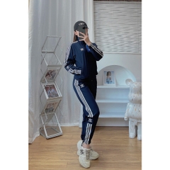 Set thể thao nữ Adidas chất gió co giãn, áo 2 lớp lót lưới, túi quần áo có khoá, set thu đông vnxk BGWM2