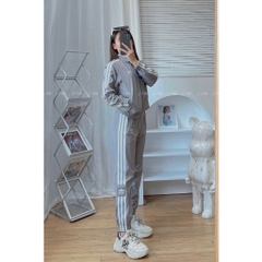 Set thể thao nữ Adidas chất gió co giãn, áo 2 lớp lót lưới, túi quần áo có khoá, set thu đông vnxk BGWM2