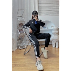 Set thể thao nữ Adidas chất gió co giãn, áo 2 lớp lót lưới, túi quần áo có khoá, set thu đông vnxk BGWM2