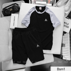 Bộ quần áo nam mùa hè Le coq Bsm1 áo thun nam cotton 100%, quần nam chất thể thao dày dặn không lộ có khoá túi quần vnxk