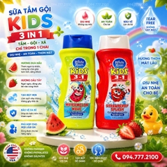SỮA TẮM GỘI XẢ CHO BÉ WHITE RAIN KIDS 3 IN 1 CHAI 354ML CỦA MỸ (HƯƠNG DÂU & DƯA HẤU)