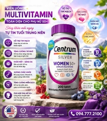 VIÊN UỐNG BỔ SUNG VITAMIN TỔNG HỢP CHO PHỤ NỮ TRÊN 50 TUỔI CENTRUM SILVER WOMEN 50+ HỘP 200 VIÊN CỦA MỸ
