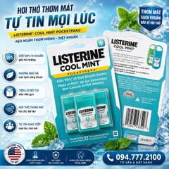VỈ 3 HỘP Miếng Ngậm Thơm Miệng Diệt Khuẩn LISTERINE COOL MINT