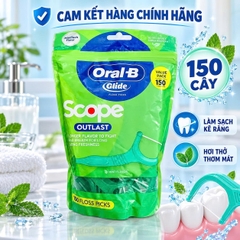 TĂM CHỈ NHA KHOA ORAL-B GLIDE + SCOPE OUTLAST FLOSS PICKS GÓI 150 CÂY CỦA MỸ