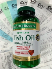 [HÀNG MỸ] Dầu Cá Không Mùi Fish Oil 1400mg 130 VIÊN NATURE 'S BOUNTY