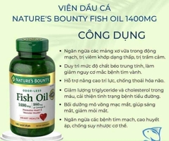 [HÀNG MỸ] Dầu Cá Không Mùi Fish Oil 1400mg 130 VIÊN NATURE 'S BOUNTY